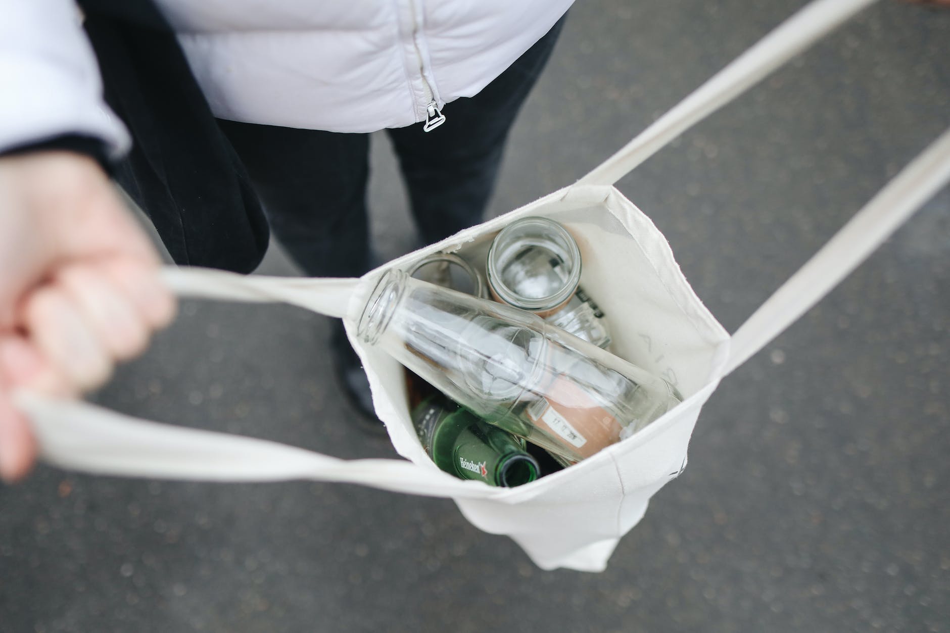 glass bottles in bag