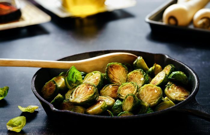 cooked vegetable on pan