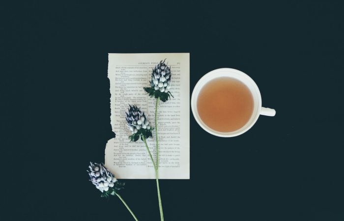 white ceramic tea cup beside white flowers