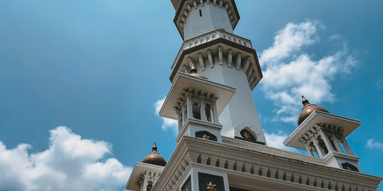 low-angle photography of white and brown tower